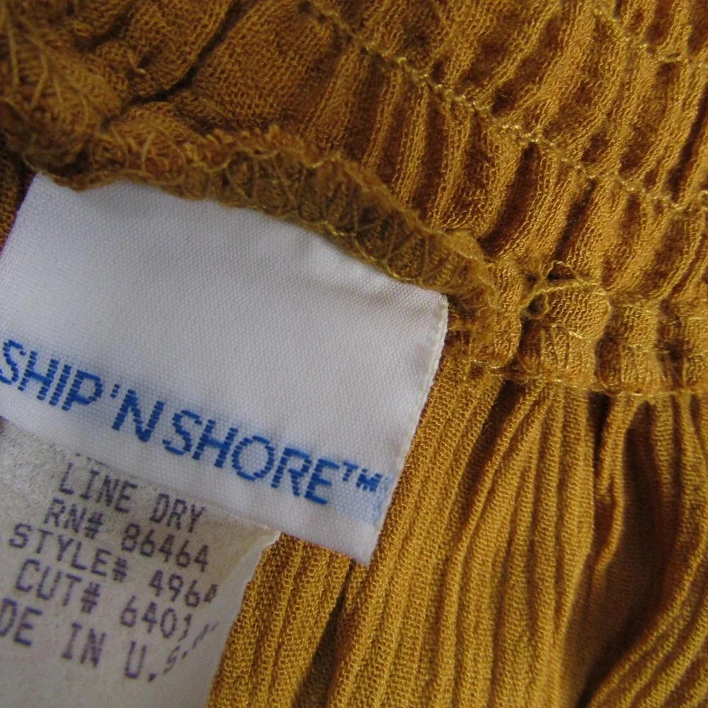 Ship 'N Shore Vintage Womens Large Yellow Culotte Shorts Gauze Pleated USA